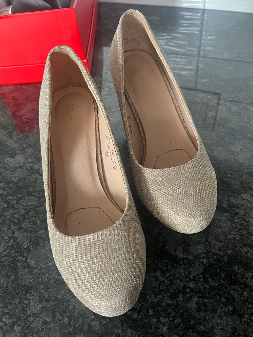 Women’s Metallic Gold glitter Slip-On Pumps